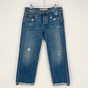 Roy Rogers Old Glory Western Conchos Cropped Straight Leg Italian Denim Size 28